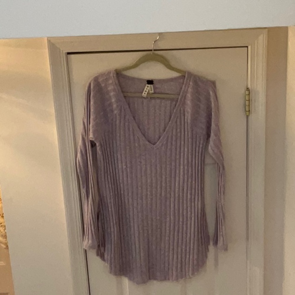 We The Free Lavender V-Neck Sweater
